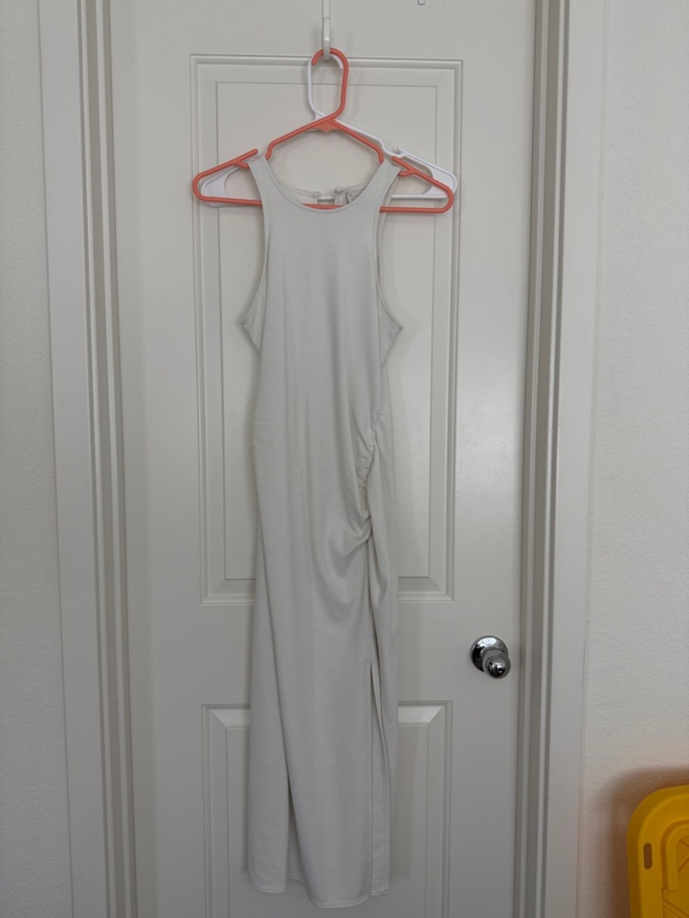 Sleeveless Ruched Tank Maxi Dress in Light Gray
